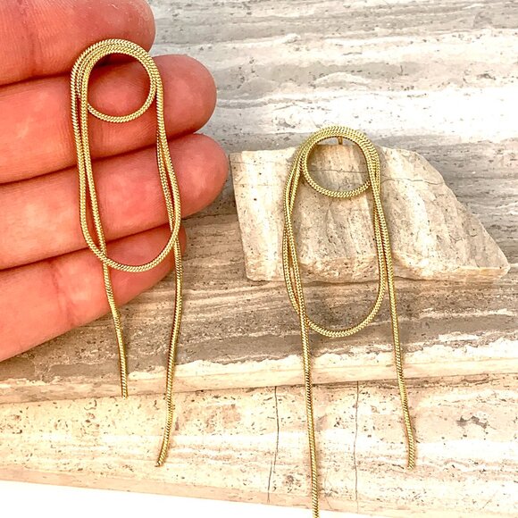 NEW~ Anthropologie Amber Sceats "Fletcher" Gold Coiled Chain Earrings - Picture 9 of 10